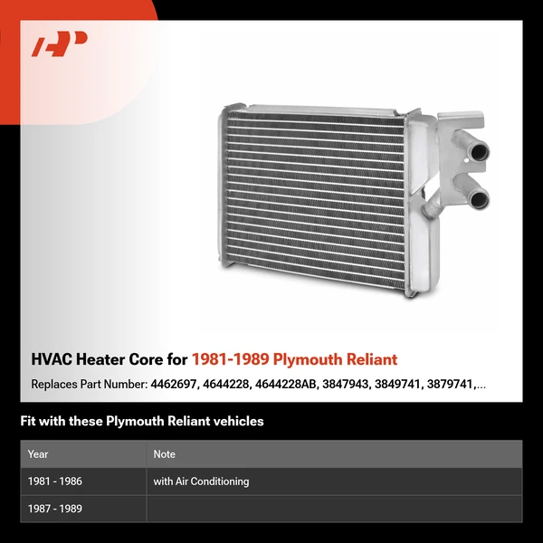 HVAC Heater Core for 1981-1989 Plymouth Reliant