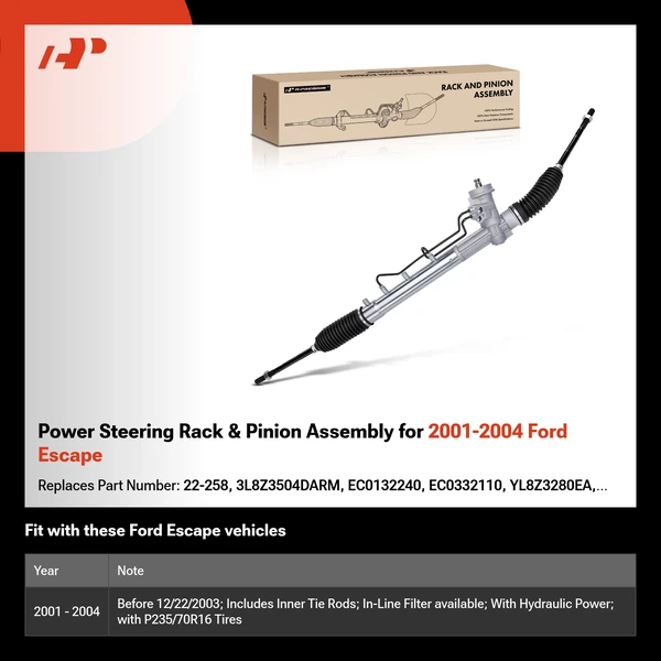 Power Steering Rack & Pinion Assembly for 2001-2004 Ford Escape