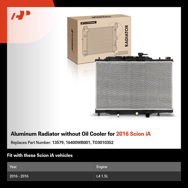 Aluminum Radiator without Oil Cooler for 2016 Scion iA