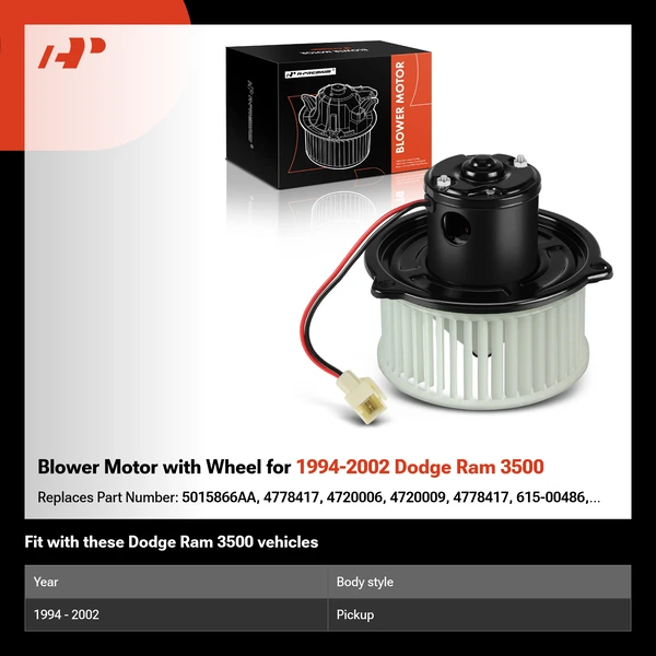 Blower Motor with Wheel for 1994-2002 Dodge Ram 3500