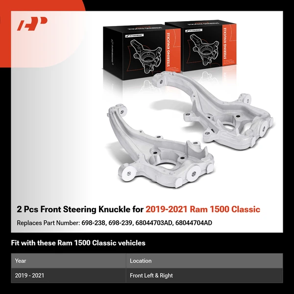 2 Pcs Front Steering Knuckle for 2019-2021 Ram 1500 Classic