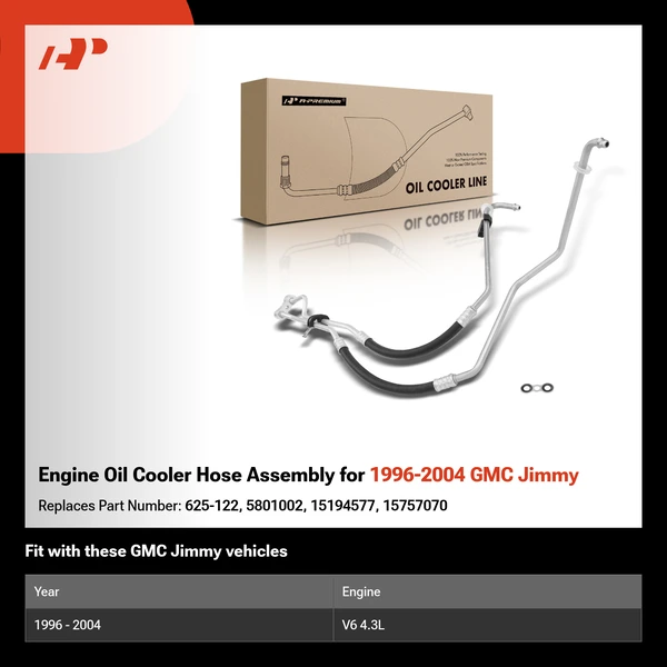 Engine Oil Cooler Hose Assembly for 1996-2004 GMC Jimmy