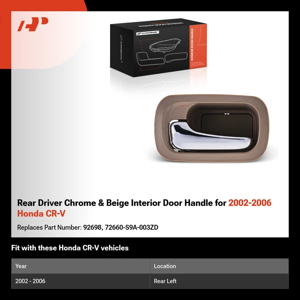 Rear Driver Chrome & Beige Interior Door Handle for 2002-2006 Honda CR-V