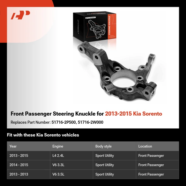 Front Passenger Steering Knuckle for 2013-2015 Kia Sorento