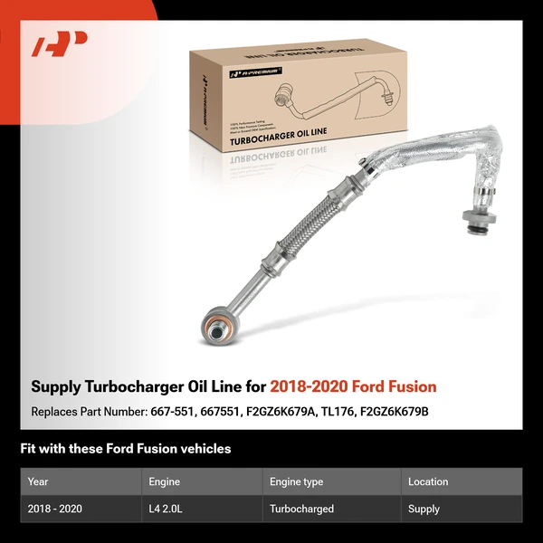Supply Turbocharger Oil Line for 2018-2020 Ford Fusion