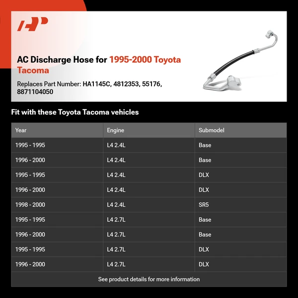 AC Discharge Hose for 1995-2000 Toyota Tacoma