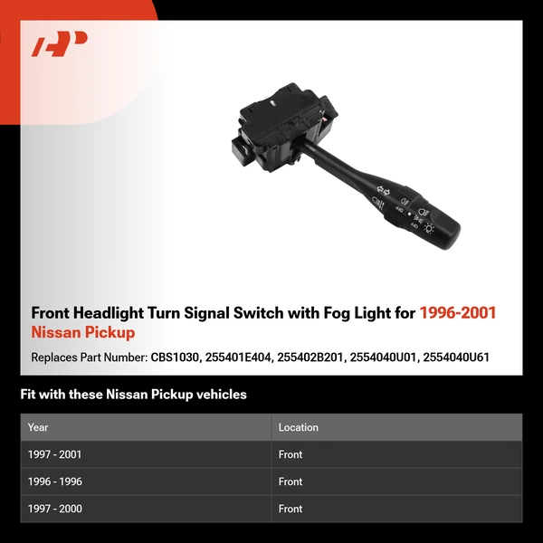 Front Headlight Turn Signal Switch with Fog Light for 1996-2001 Nissan Pickup