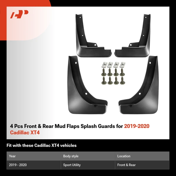 4 Pcs Front & Rear Mud Flaps Splash Guards for 2019-2020 Cadillac XT4