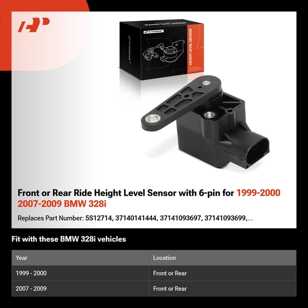 Front or Rear Ride Height Level Sensor with 6-pin for 1999-2000 2007-2009 BMW 328i