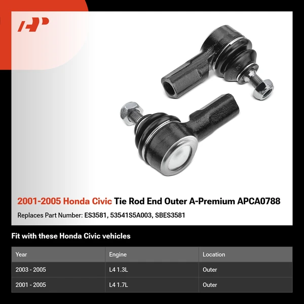 2001-2005 Honda Civic Tie Rod End Outer A-Premium APCA0788