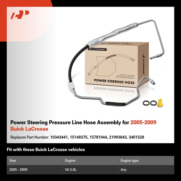 Power Steering Pressure Line Hose Assembly for 2005-2009 Buick LaCrosse