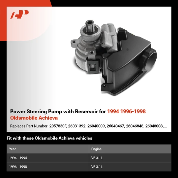 Power Steering Pump with Reservoir for 1994 1996-1998 Oldsmobile Achieva