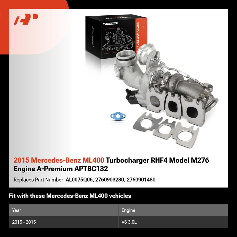 2015 Mercedes-Benz ML400 Turbocharger RHF4 Model M276 Engine A-Premium APTBC132