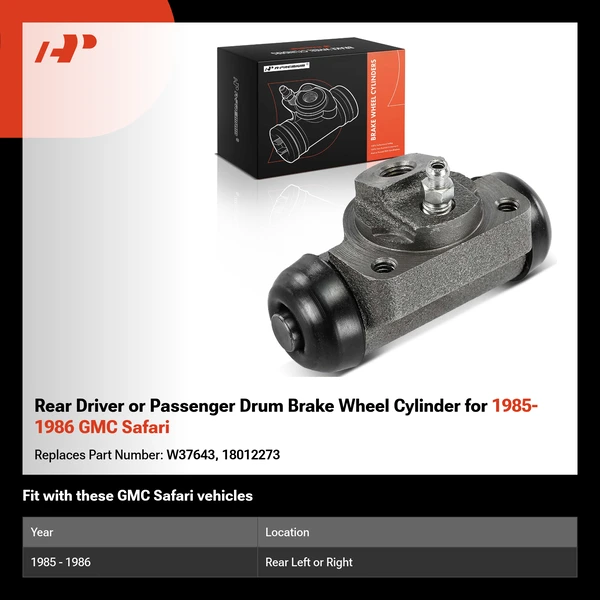 Rear Driver or Passenger Drum Brake Wheel Cylinder for 1985-1986 GMC Safari