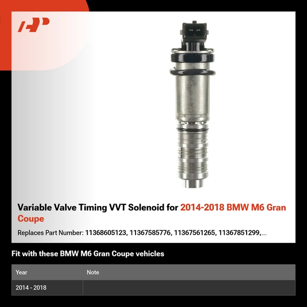 Variable Valve Timing VVT Solenoid for 2014-2018 BMW M6 Gran Coupe