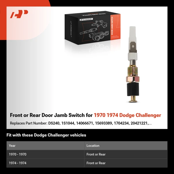 Front or Rear Door Jamb Switch for 1970 1974 Dodge Challenger