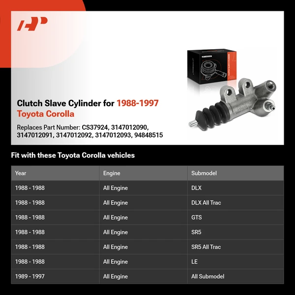 Clutch Slave Cylinder for 1988-1997 Toyota Corolla