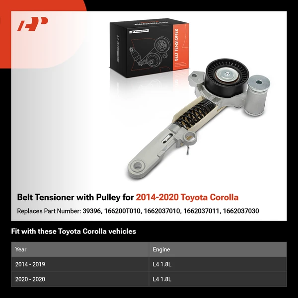 Belt Tensioner with Pulley for 2014-2020 Toyota Corolla