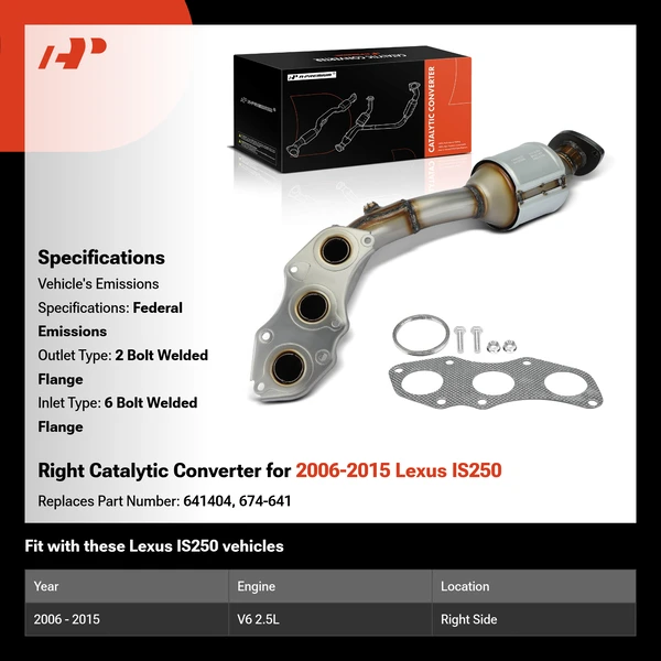 Right Catalytic Converter for 2006-2015 Lexus IS250