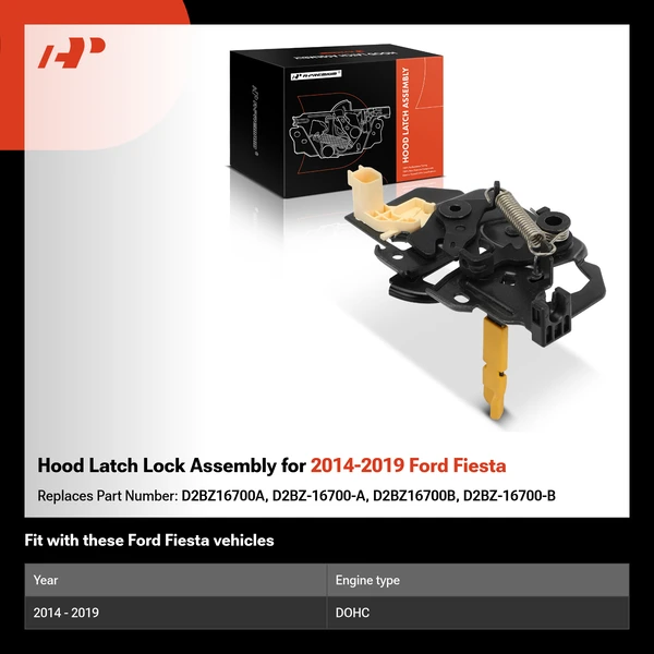 Hood Latch Lock Assembly for 2014-2019 Ford Fiesta