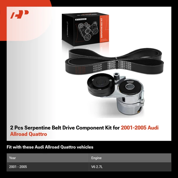 2 Pcs Serpentine Belt Drive Component Kit for 2001-2005 Audi Allroad Quattro