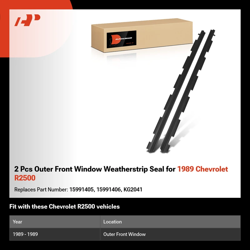 2 Pcs Outer Front Window Weatherstrip Seal for 1989 Chevrolet R2500