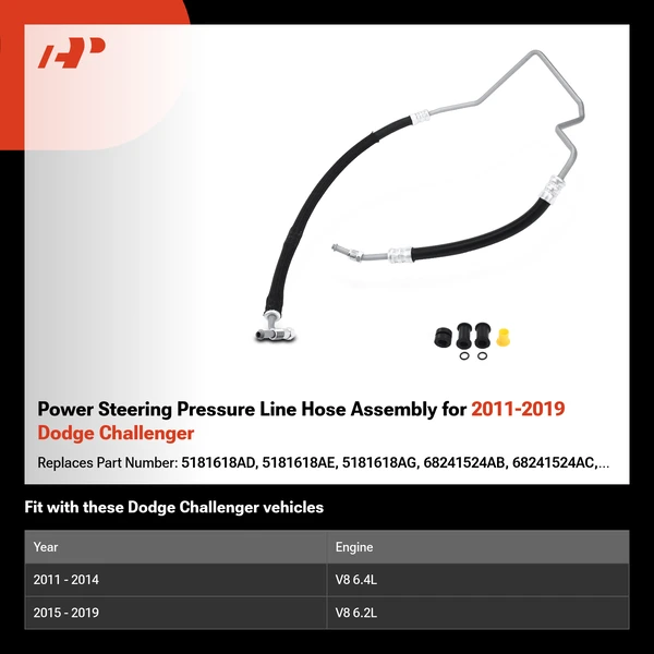 Power Steering Pressure Line Hose Assembly for 2011-2019 Dodge Challenger