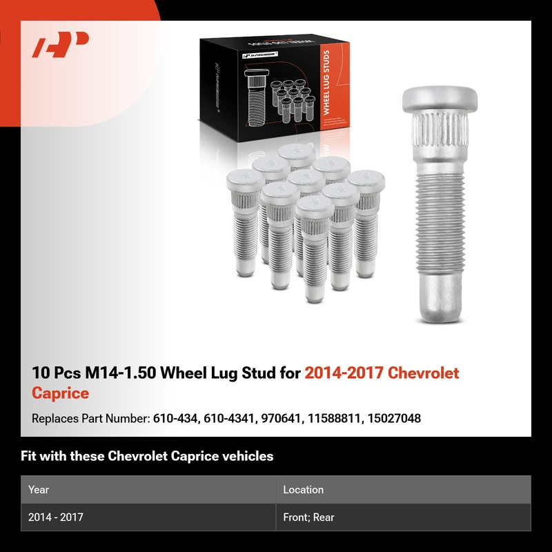 10 Pcs M14-1.50 Wheel Lug Stud for 2014-2017 Chevrolet Caprice