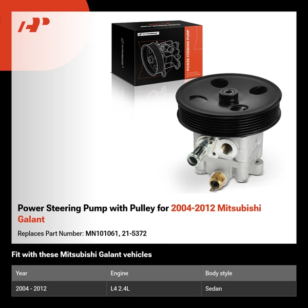 Power Steering Pump with Pulley for 2004-2012 Mitsubishi Galant