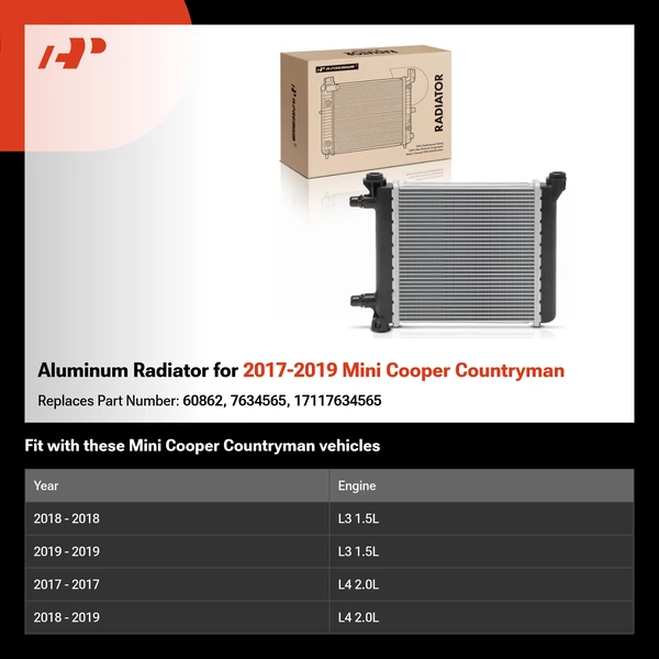 Aluminum Radiator for 2017-2019 Mini Cooper Countryman
