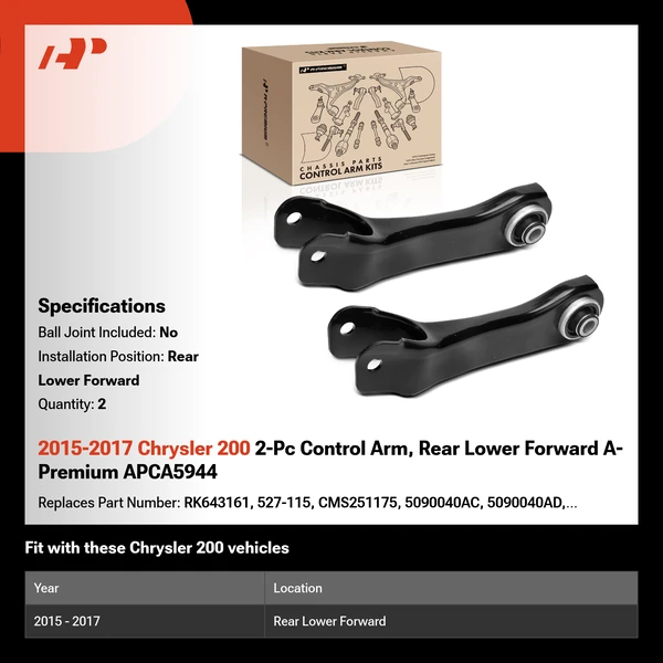 2015-2017 Chrysler 200 2-Pc Control Arm, Rear Lower Forward A-Premium APCA5944