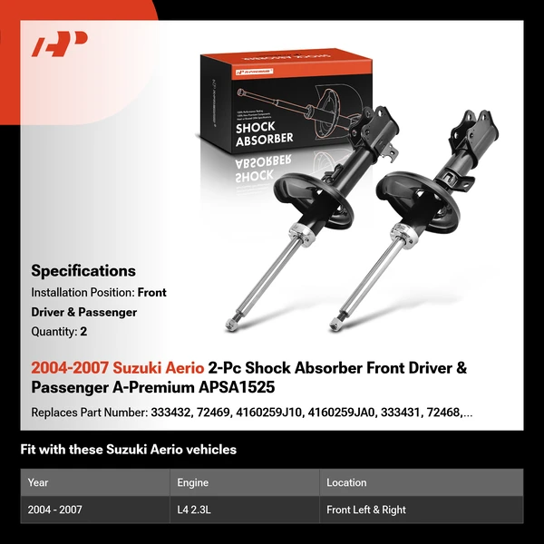 2004-2007 Suzuki Aerio 2-Pc Shock Absorber Front Driver & Passenger A-Premium APSA1525