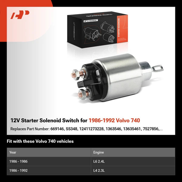 12V Starter Solenoid Switch for 1986-1992 Volvo 740