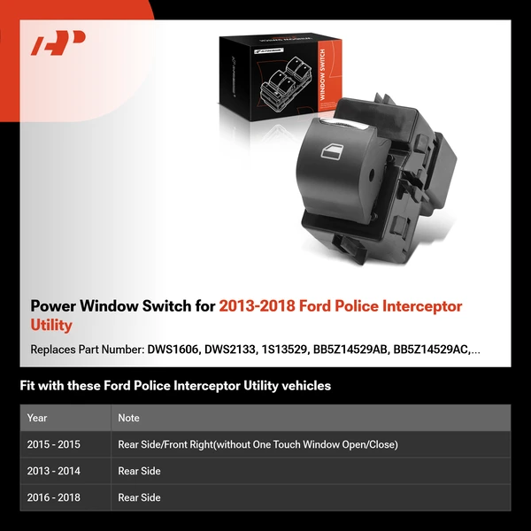 Power Window Switch for 2013-2018 Ford Police Interceptor Utility