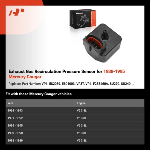 Exhaust Gas Recirculation Pressure Sensor for 1988-1995 Mercury Cougar