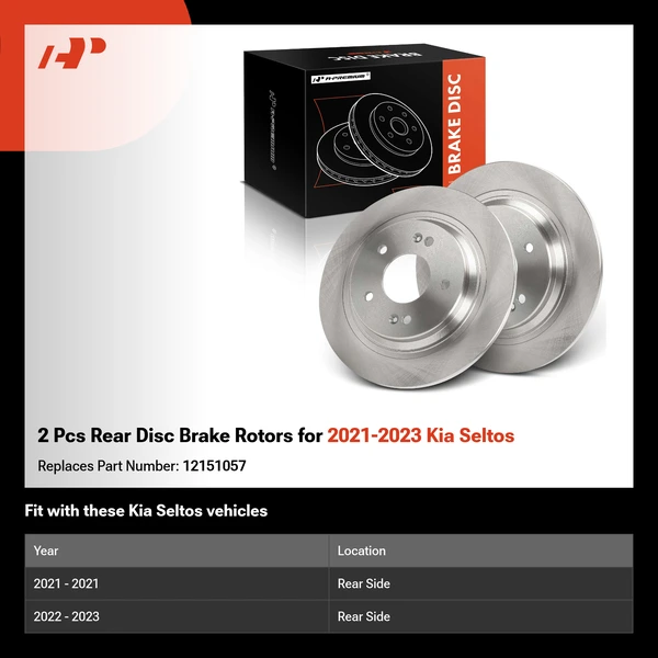 2 Pcs Rear Disc Brake Rotors for 2021-2023 Kia Seltos
