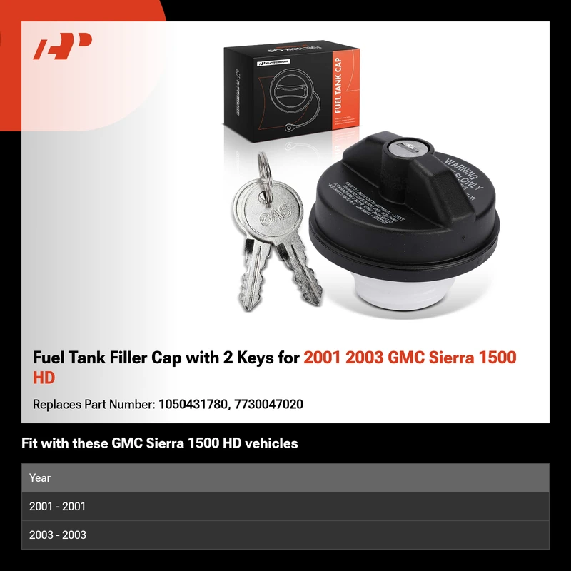 Fuel Tank Filler Cap with 2 Keys for 2001 2003 GMC Sierra 1500 HD