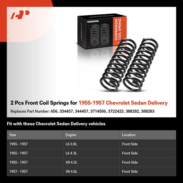 2 Pcs Front Coil Springs for 1955-1957 Chevrolet Sedan Delivery