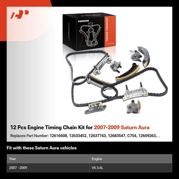 12 Pcs Engine Timing Chain Kit for 2007-2009 Saturn Aura
