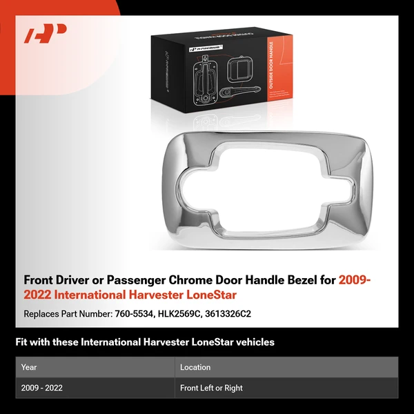 Front Driver or Passenger Chrome Door Handle Bezel for 2009-2022 International Harvester LoneStar