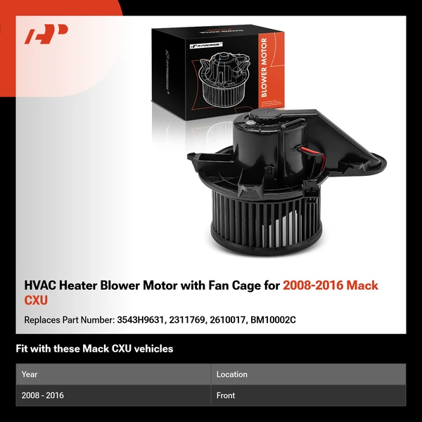 HVAC Heater Blower Motor with Fan Cage for 2008-2016 Mack CXU