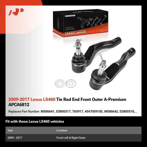 2009-2017 Lexus LS460 Tie Rod End Front Outer A-Premium APCA6812