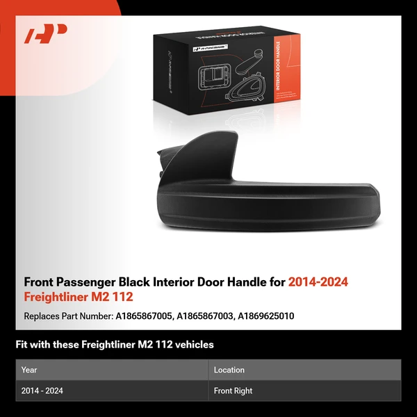 Front Passenger Black Interior Door Handle for 2014-2024 Freightliner M2 112