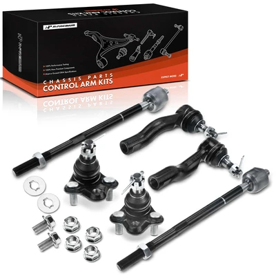 6 Pcs Inner & Outer Tie Rod End & Front Lower Ball Joint