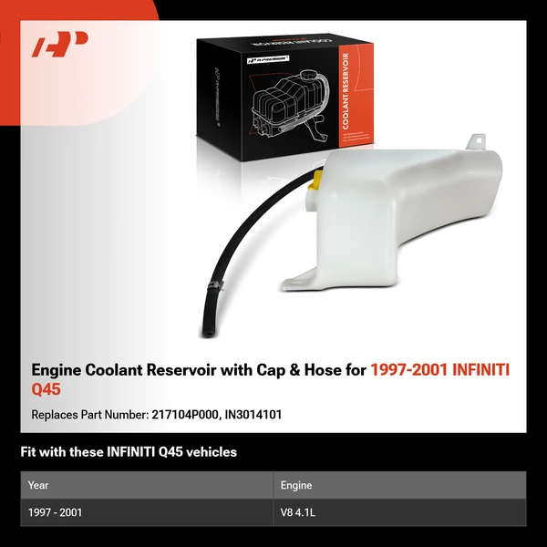 Engine Coolant Reservoir with Cap & Hose for 1997-2001 INFINITI Q45