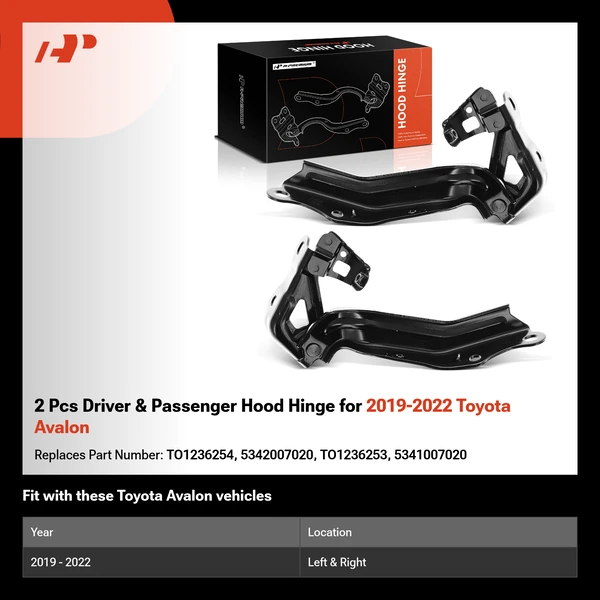 2 Pcs Driver & Passenger Hood Hinge for 2019-2022 Toyota Avalon