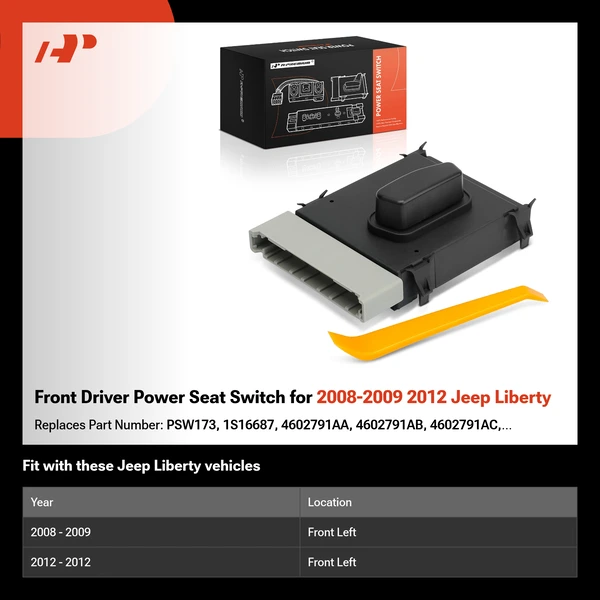 Front Driver Power Seat Switch for 2008-2009 2012 Jeep Liberty