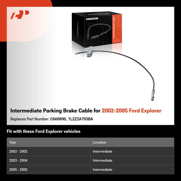 Intermediate Parking Brake Cable for 2002-2005 Ford Explorer