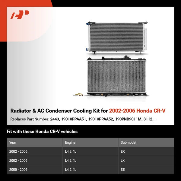 Radiator & AC Condenser Cooling Kit for 2002-2006 Honda CR-V