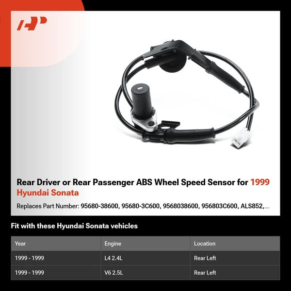 Rear Driver or Rear Passenger ABS Wheel Speed Sensor for 1999 Hyundai Sonata